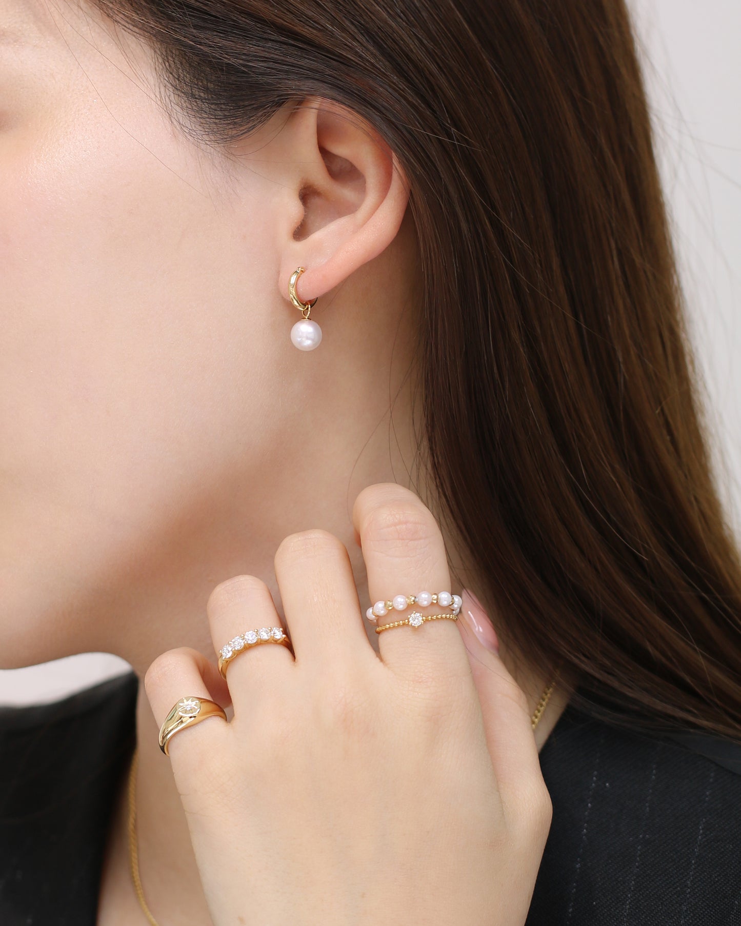 18k金輕奢鑽石排戒 18k Gold 0.60ct Round Diamond Eternity Ring 18K黃金星芒印戒 18k Yellow Gold Lumiere Signet Ring