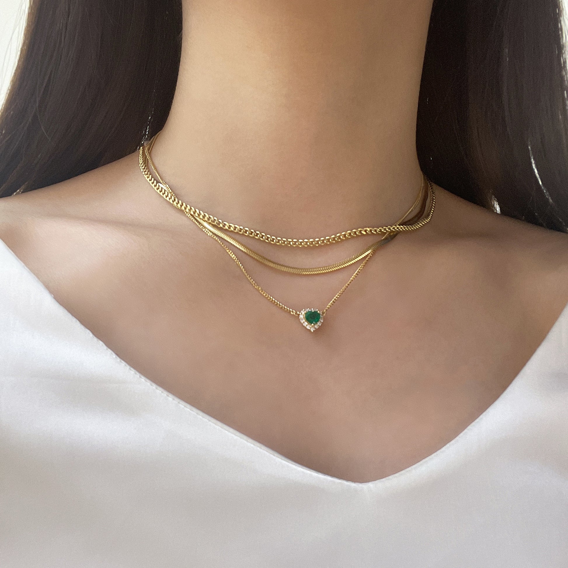 18k黃金蛇骨頸鏈 18k Yellow Gold 2.5mm Herringbone Chain Necklace