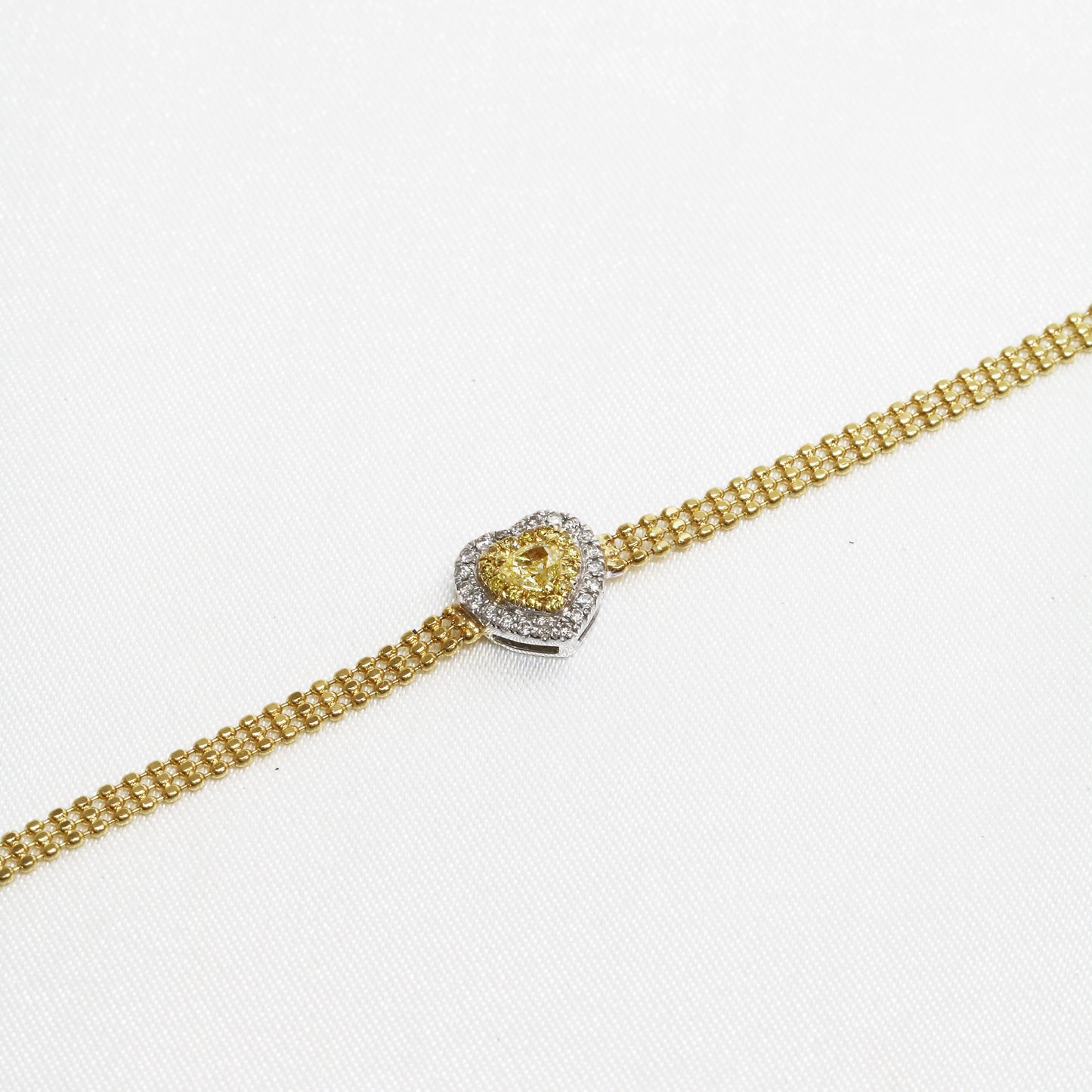 18k Yellow Gold Yellow Diamond Bracelet 18k黃金心形黃鑽手鏈