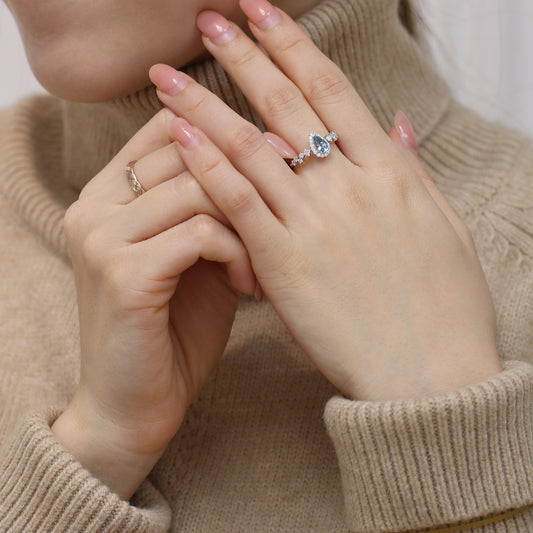 18k白金聖瑪利亞海藍寶鑽石戒指 18k White Gold Santa Maria Aquamarine Diamond Ring