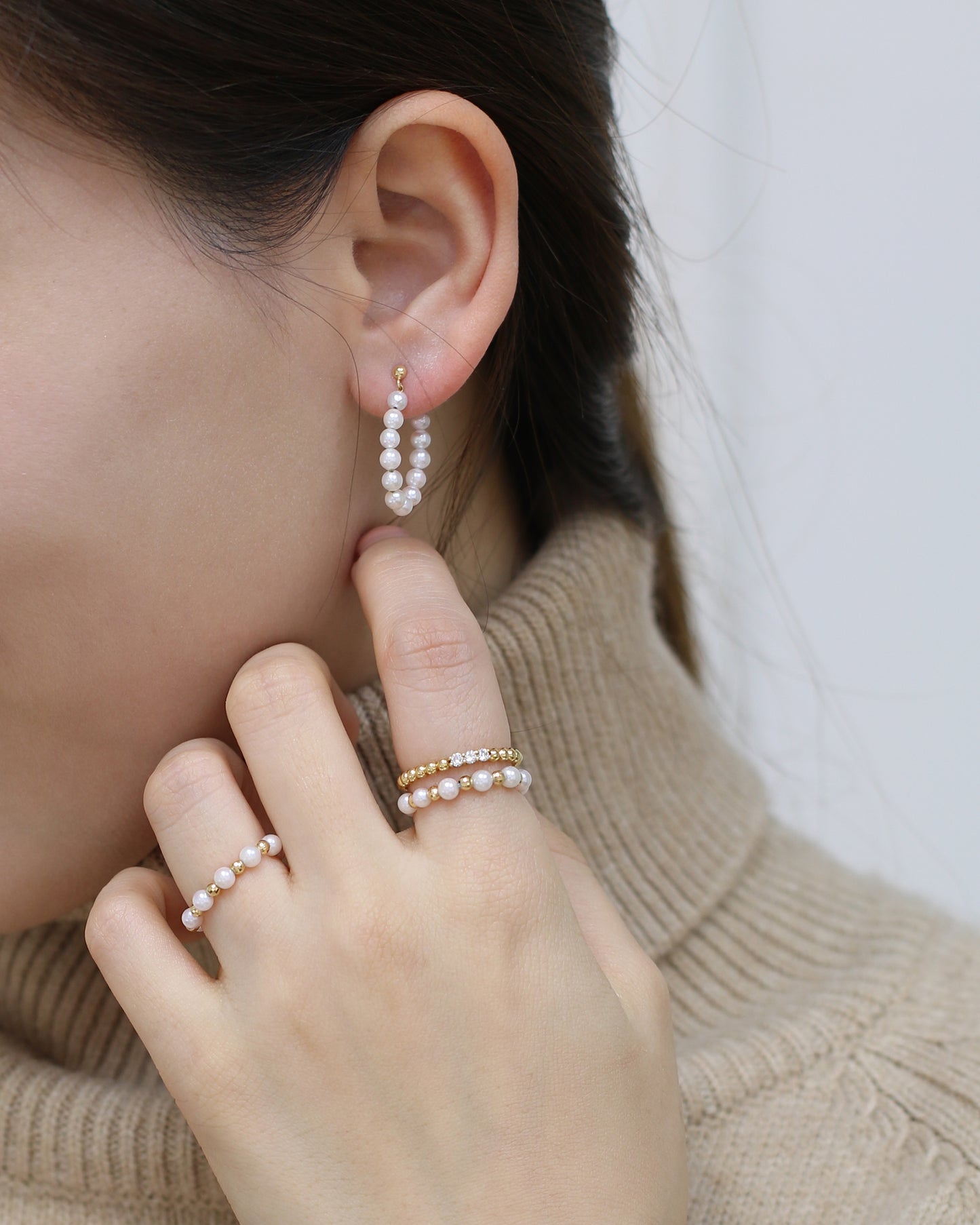18k Yellow Gold Baby 3-3.5mm Akoya Pearl Earrings, Pair