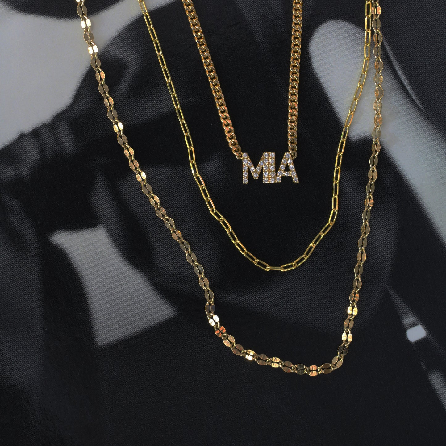 18k Gold Diamond Nameplate Chain Necklace (White/Rose/Yellow Gold)