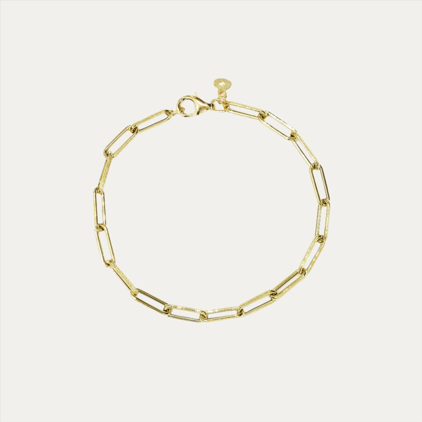 18k Yellow Gold Matte Paper Clip Chain Bracelet 18k黃金意大利Paper Clip手鍊