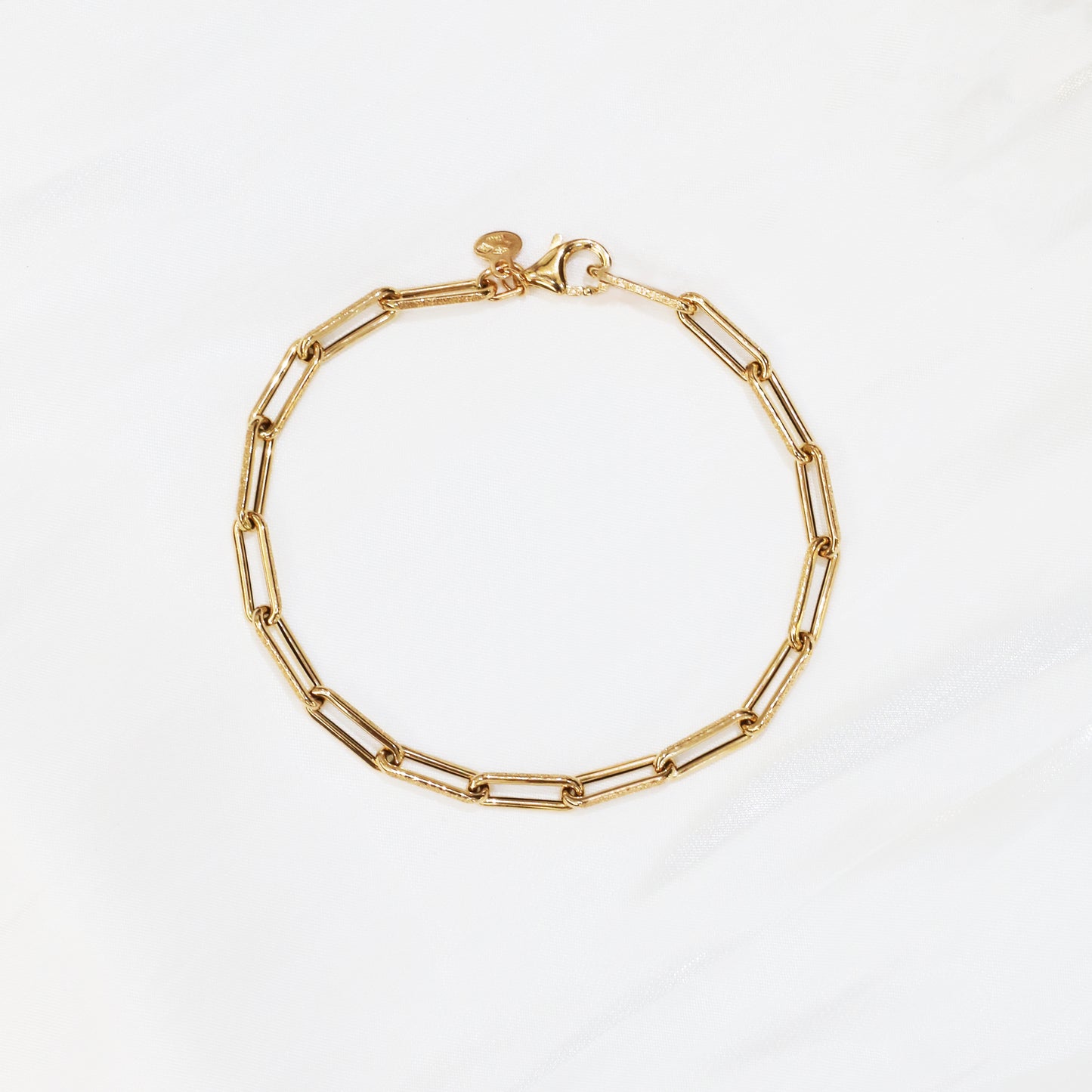18k Rose Gold Matte Paper Clip Chain Bracelet 18k玫瑰金意大利Paper Clip手鍊