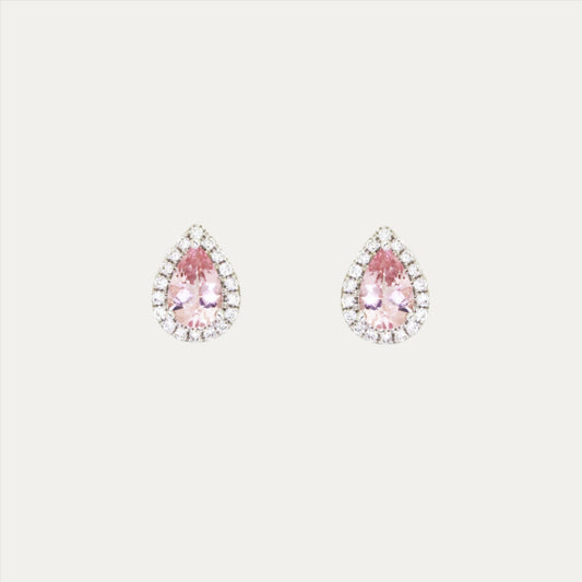 18k白金粉紅摩根鑽石耳環 18k White Gold Morganite Diamond Earrings