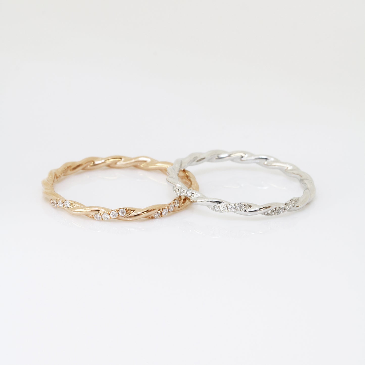 18k白金麻花扭紋鑽石戒指 18k White Gold Twisted Diamond Ring