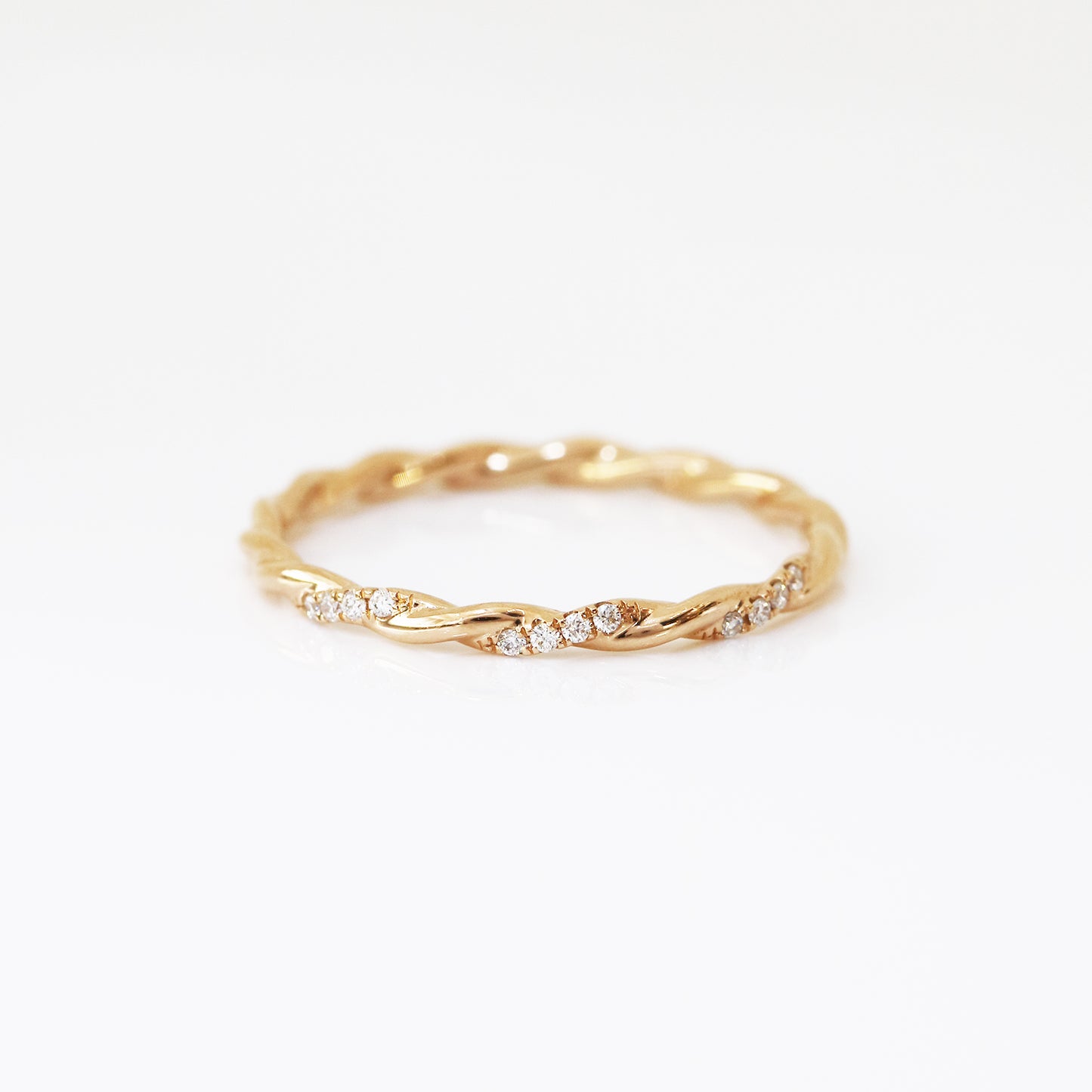 18k玫瑰金麻花扭紋鑽石戒指18k Rose Gold Twisted Diamond Ring