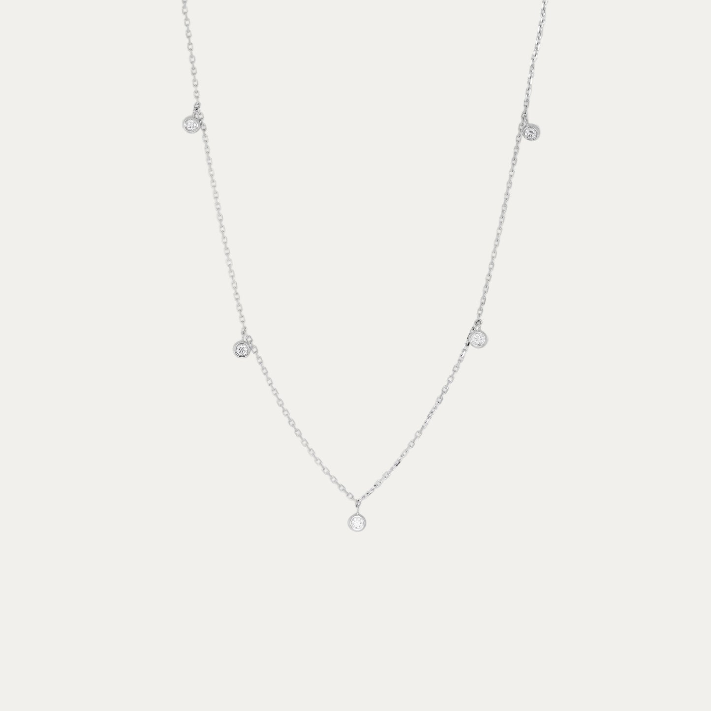 18k Gold 5-stone Bezel Set Diamond Necklace