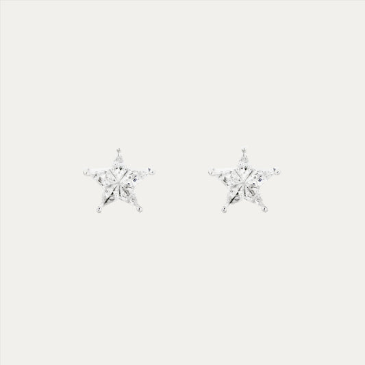 18k White Gold Illusion Pie-Cut Star Diamond Earrings 18k白金星形鑽石耳環