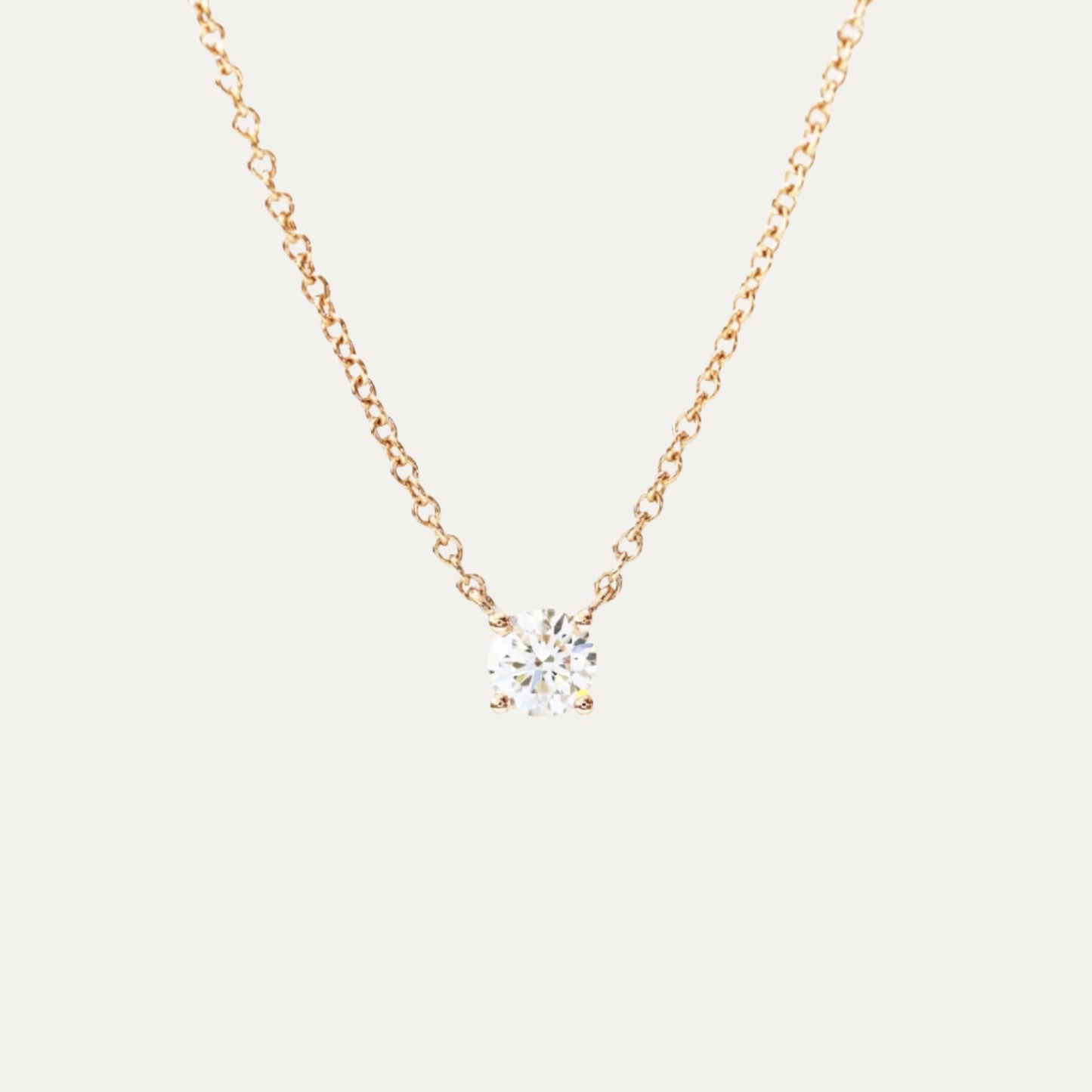 18k Gold Classic Solitaire GIA Certified Diamond Necklace