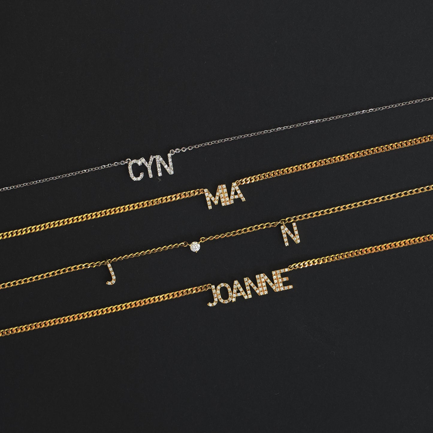 18k Gold Diamond Nameplate Chain Necklace (White/Rose/Yellow Gold)