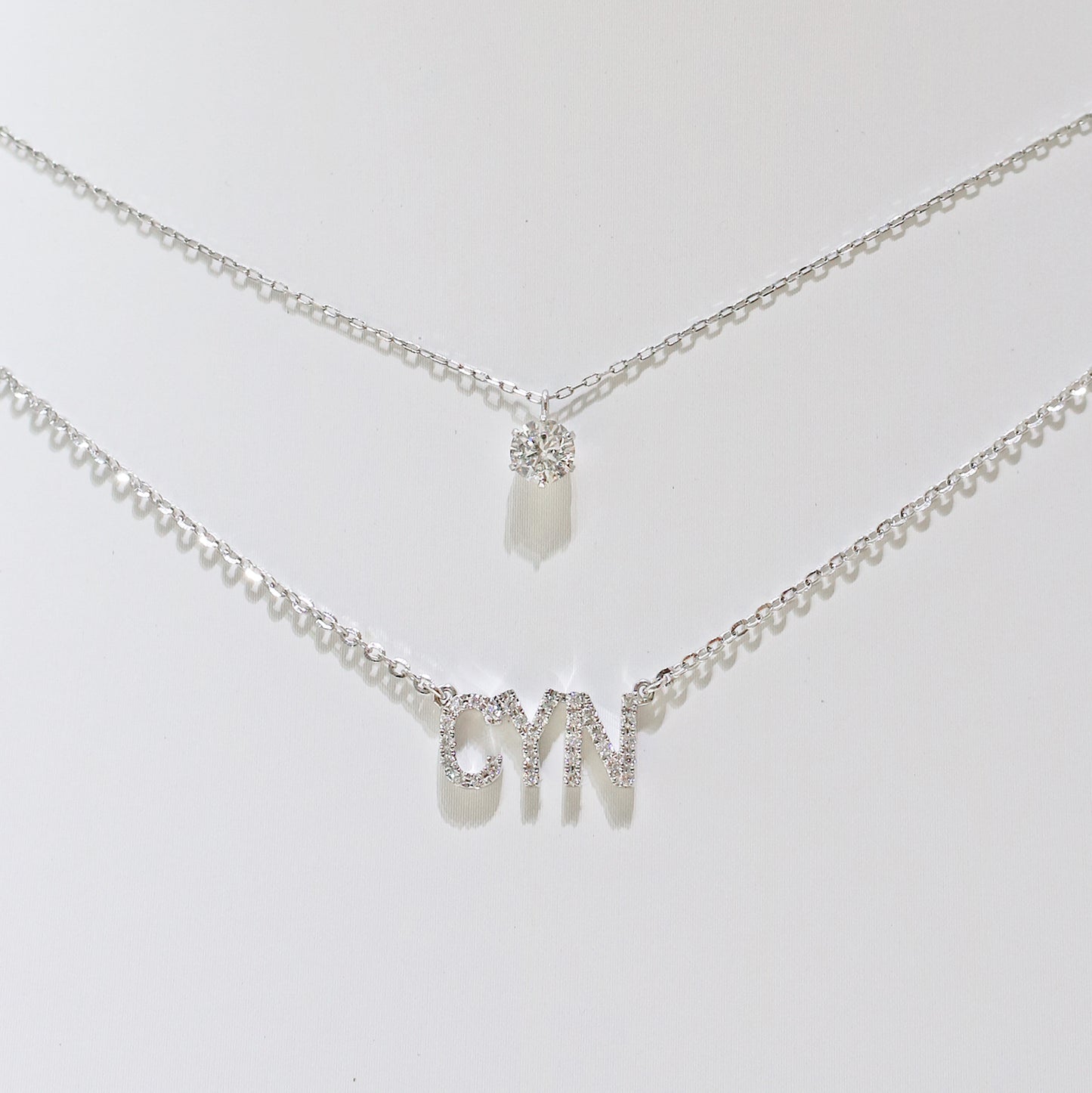 18k Gold Diamond Nameplate Chain Necklace (White/Rose/Yellow Gold)