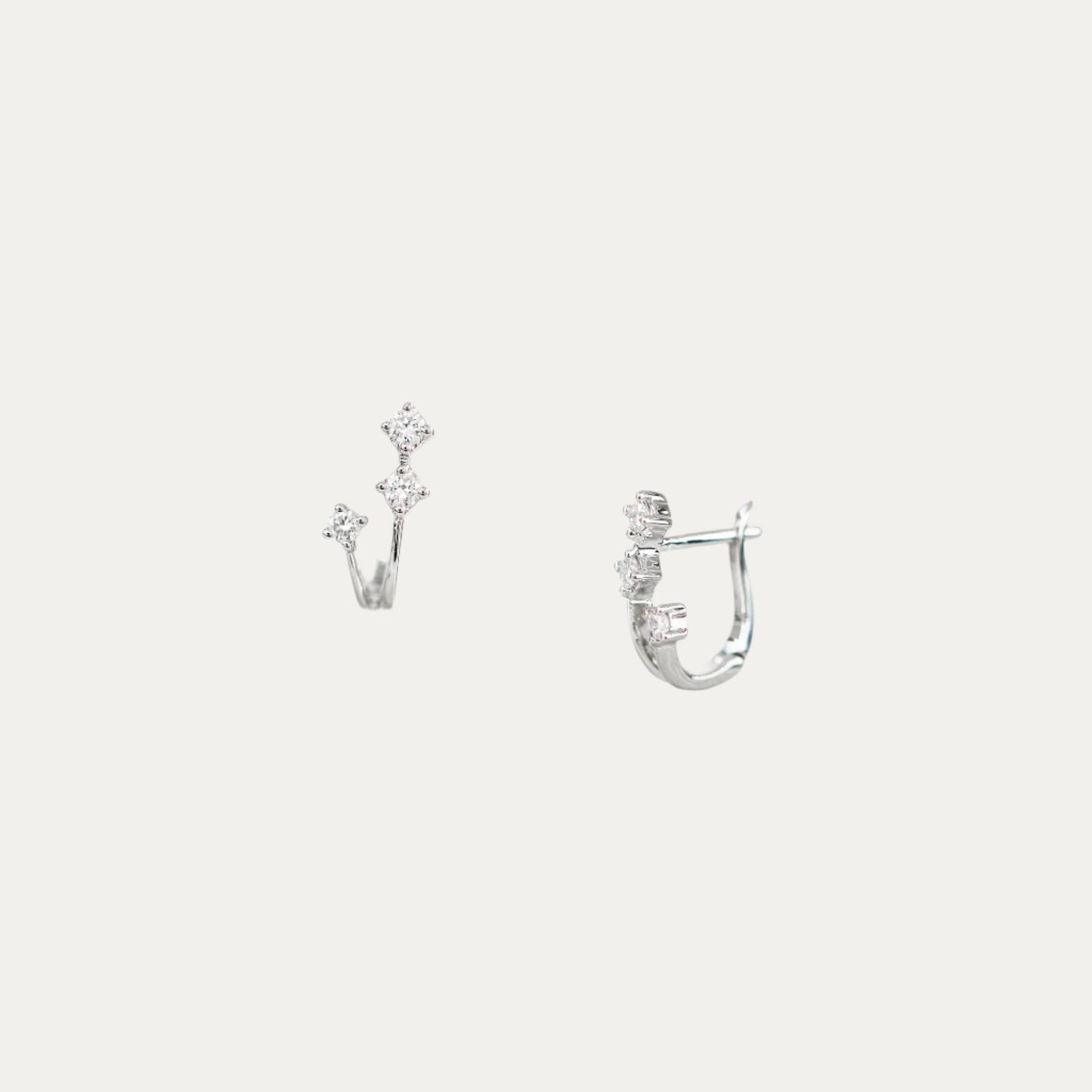 18k Gold 2-row Meteors Diamond Huggie Earrings, Pair