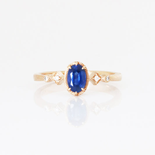18k玫瑰金復古藍寶石鑽石戒指 18k Rose Gold Vintage Sapphire Diamond Ring