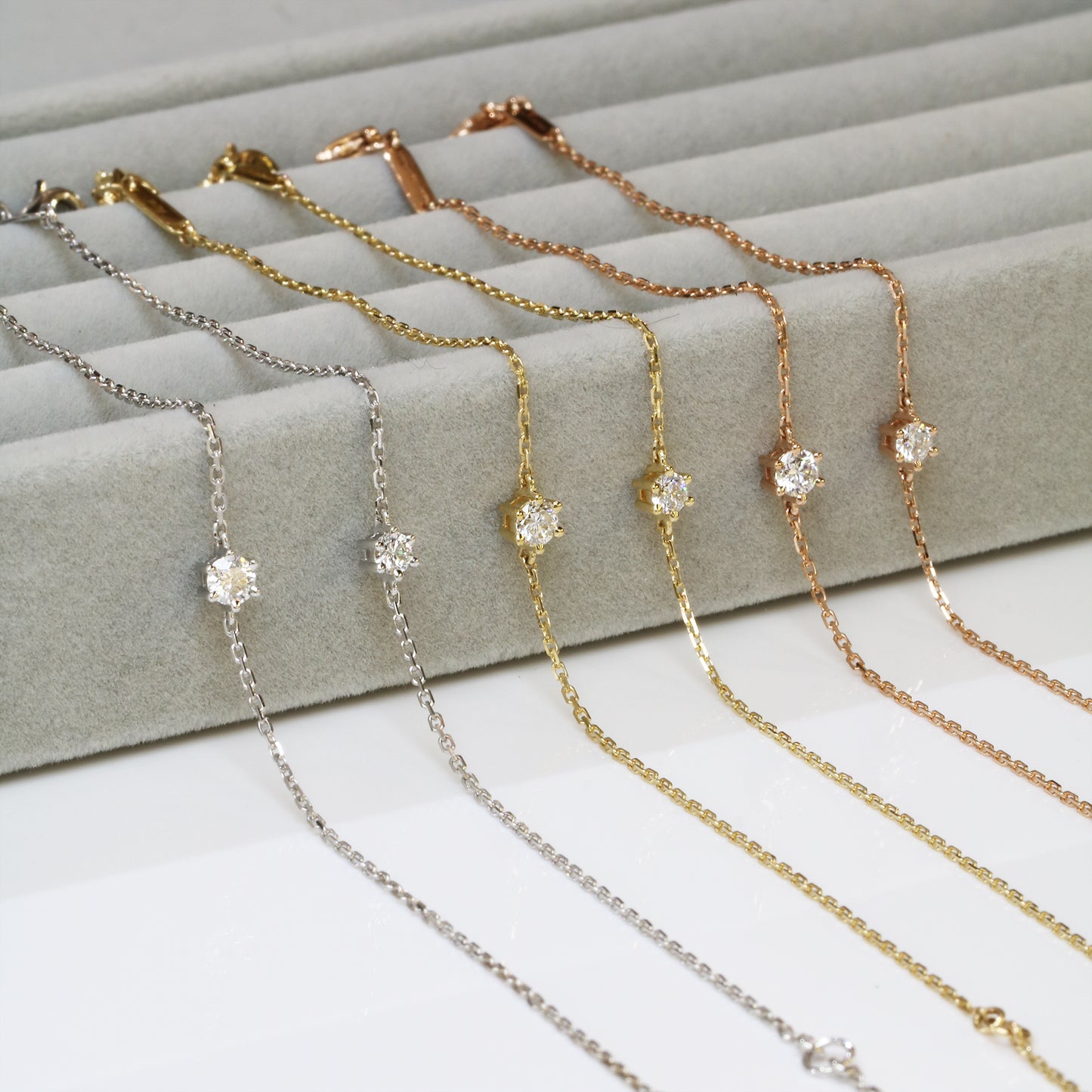 18k Gold 0.10ct/0.15ct Round Diamond Bracelet 18k白金單鑽10份手鏈/15份鑽石手鍊