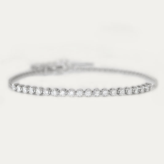 0.25ct Round Diamond Half Tennis Bracelet (White/Rose/Yellow Gold)