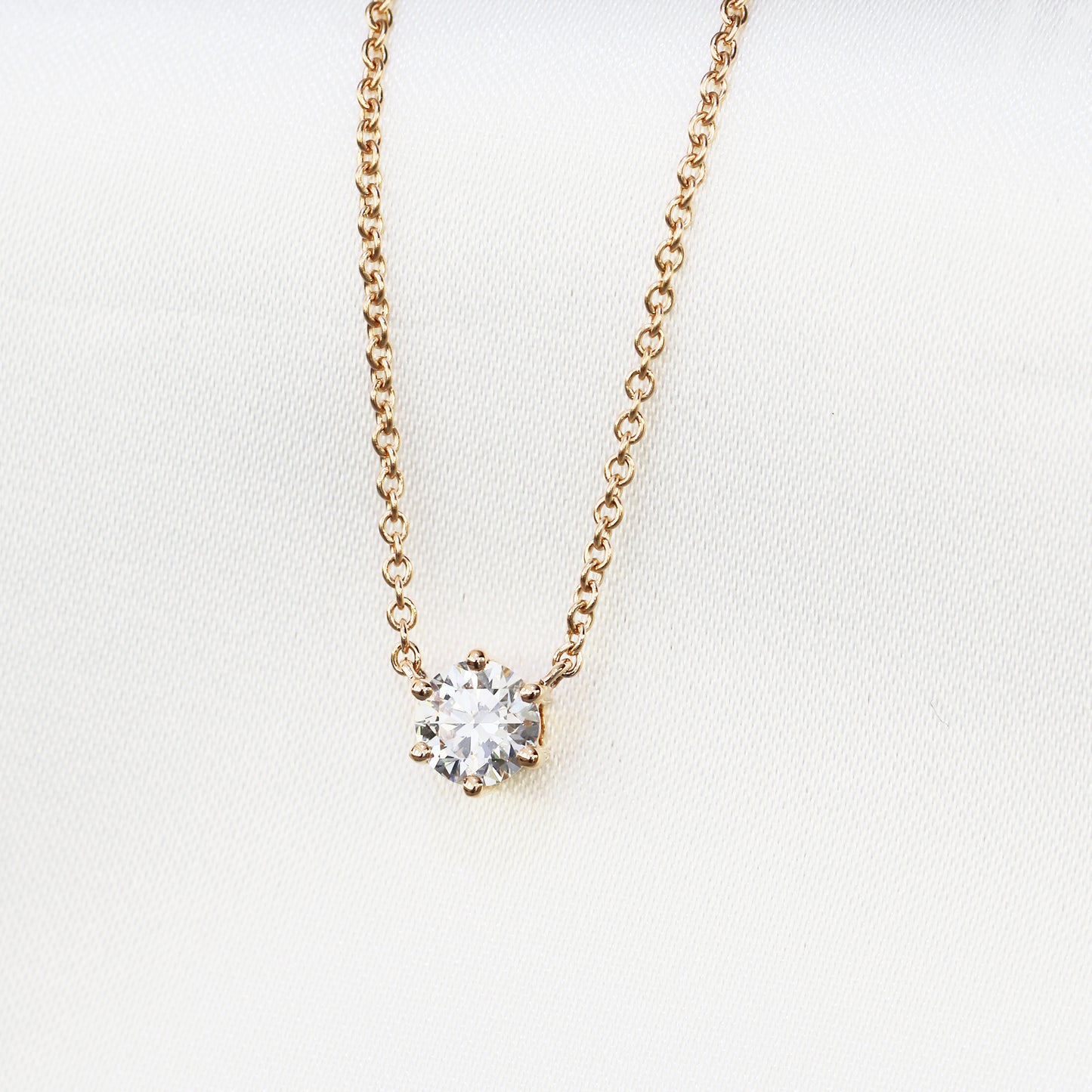 18k Gold Classic Solitaire GIA Certified Diamond Necklace