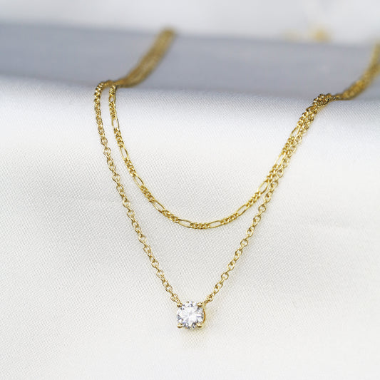 18k Gold Classic Solitaire GIA Certified Diamond Necklace