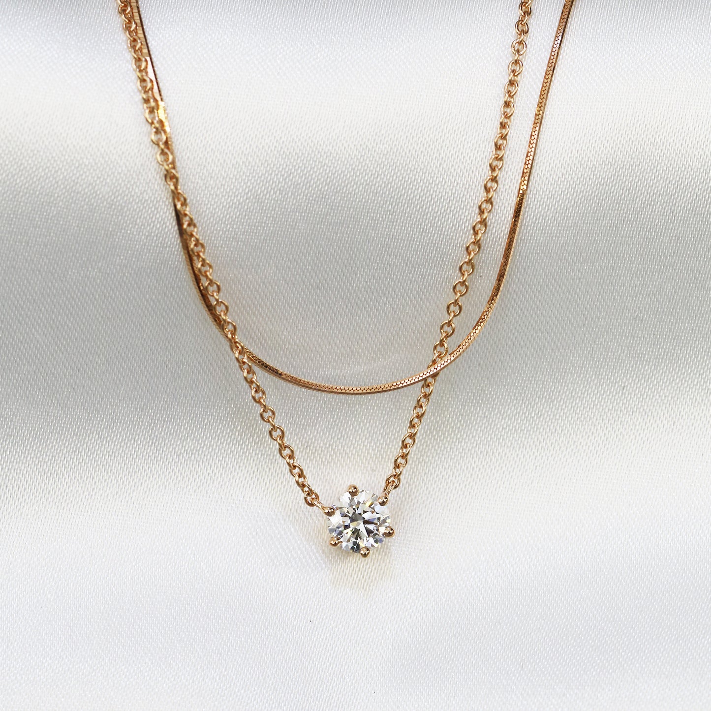 18k Gold Classic Solitaire GIA Certified Diamond Necklace
