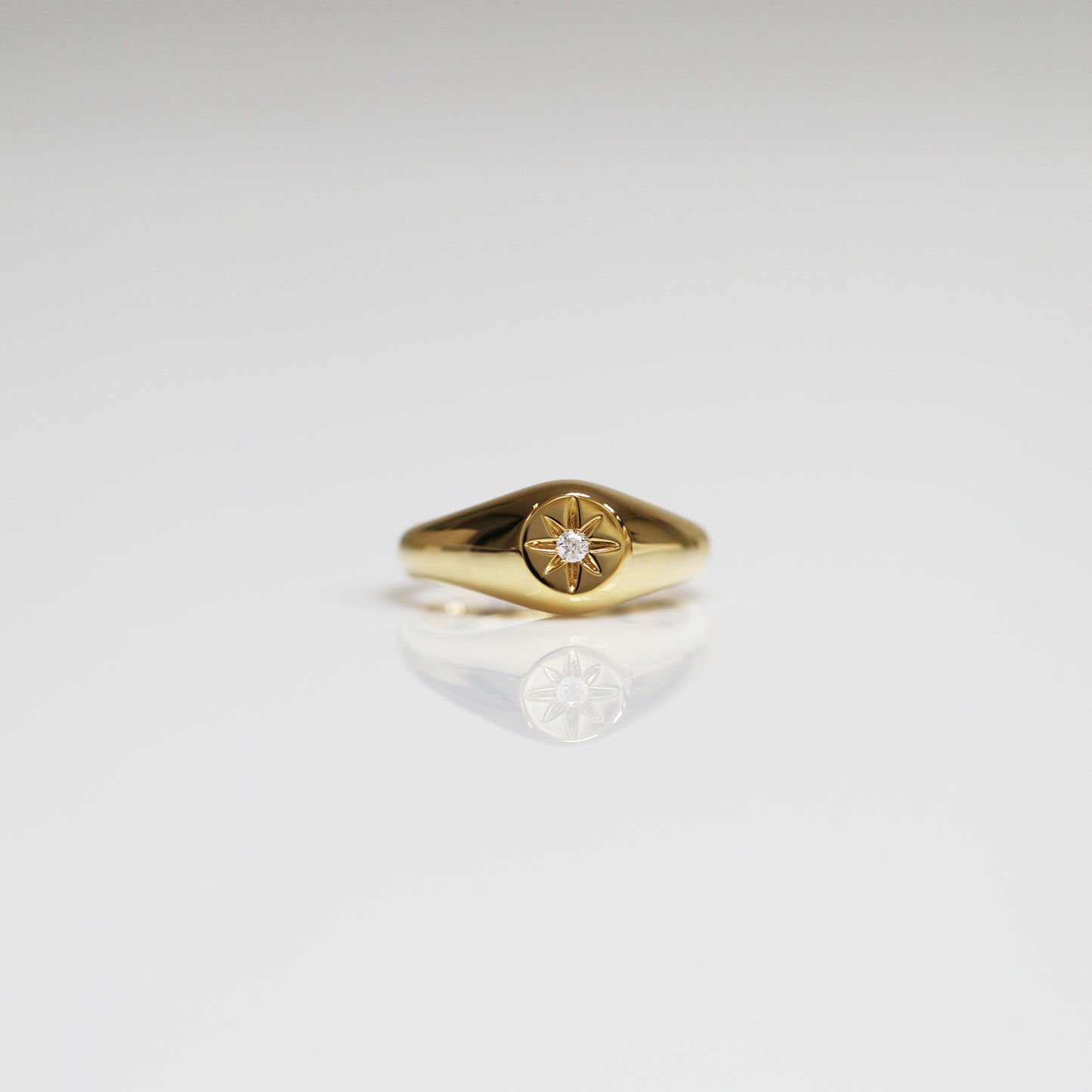 18K黃金星芒印戒 18k Yellow Gold Lumiere Signet Ring