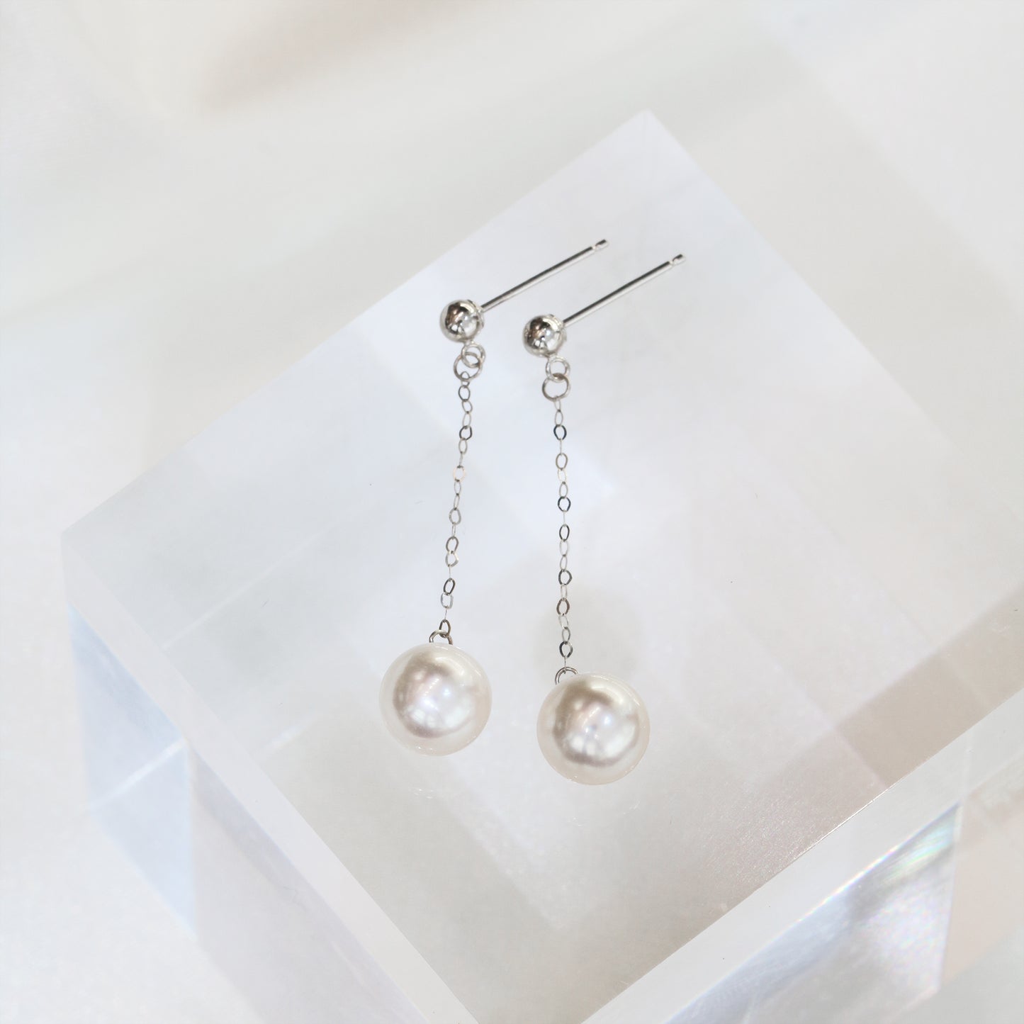 18k白金7-7.5mm Akoya日本珍珠耳環 18k White Gold 7-7.5mm Akoya Dangling Earrings