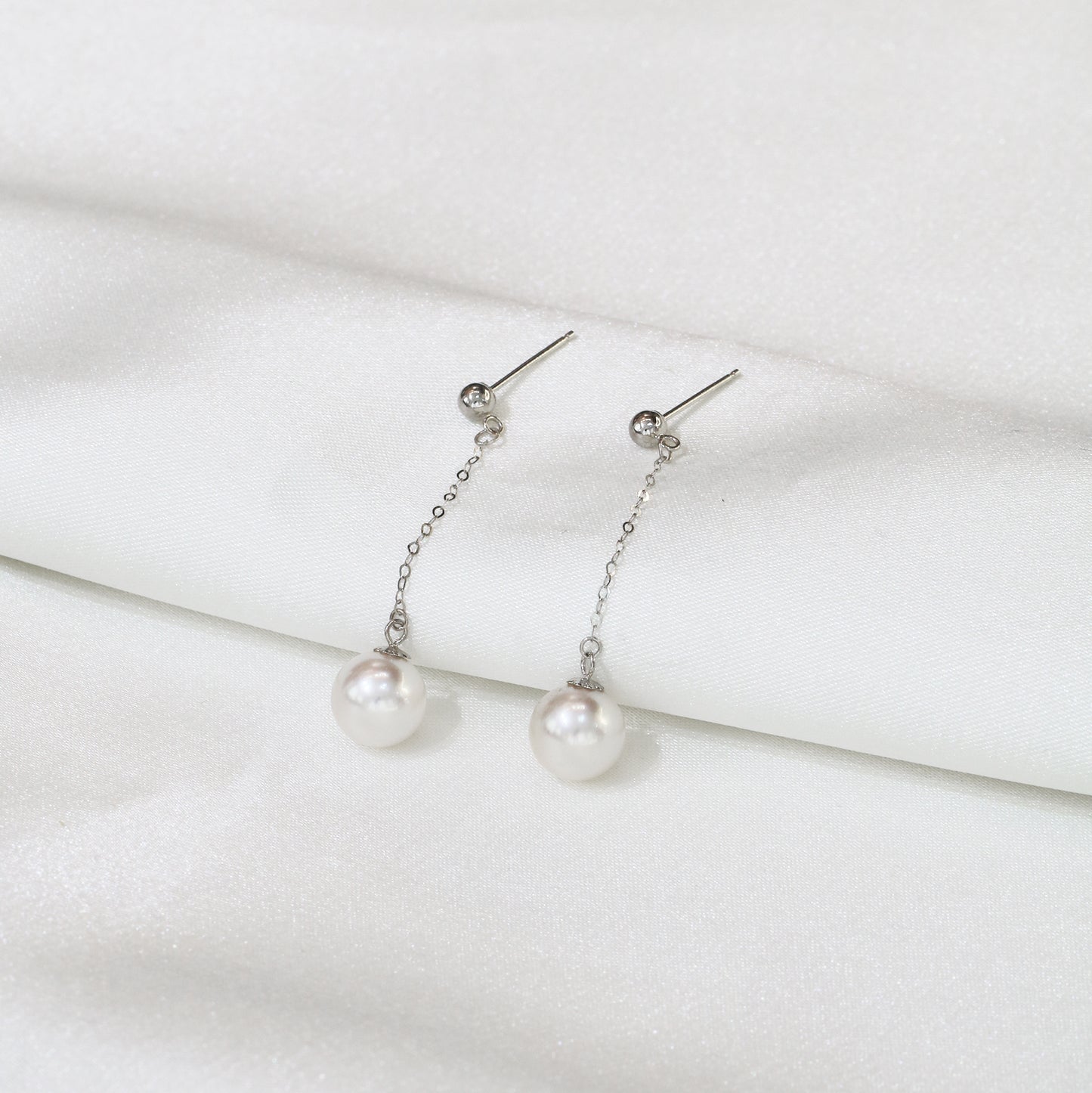 18k白金7-7.5mm Akoya日本珍珠耳環 18k White Gold 7-7.5mm Akoya Dangling Earrings