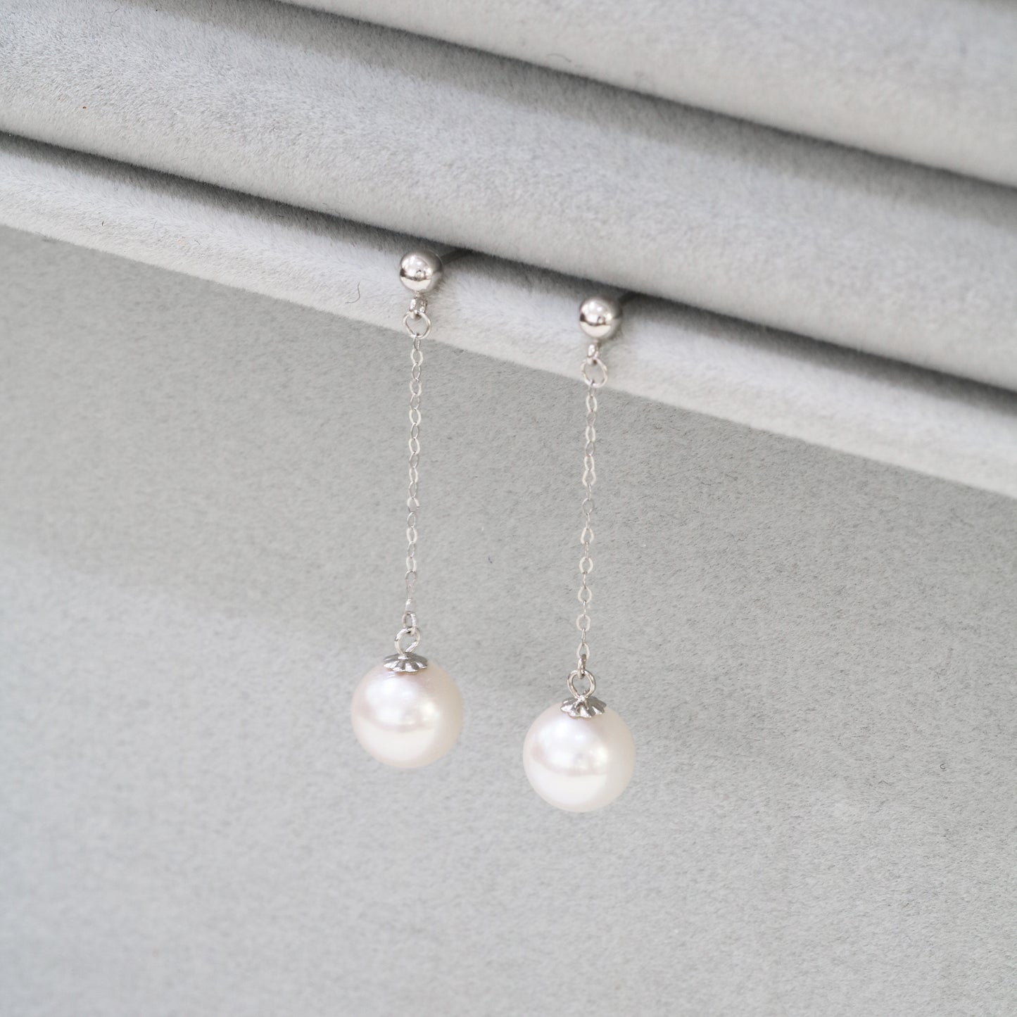18k白金7-7.5mm Akoya日本珍珠耳環 18k White Gold 7-7.5mm Akoya Dangling Earrings