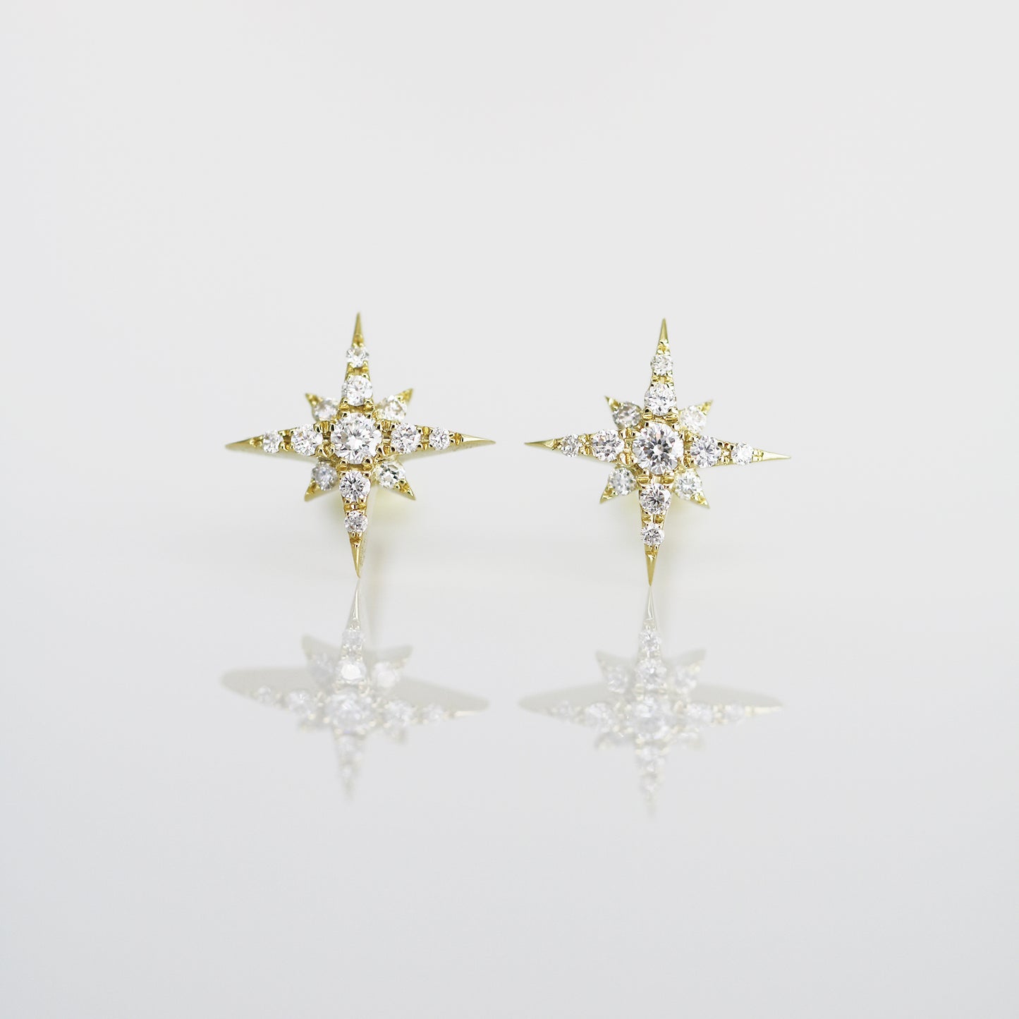 18k Gold Meteorites Diamond Earrings, Single or Pair