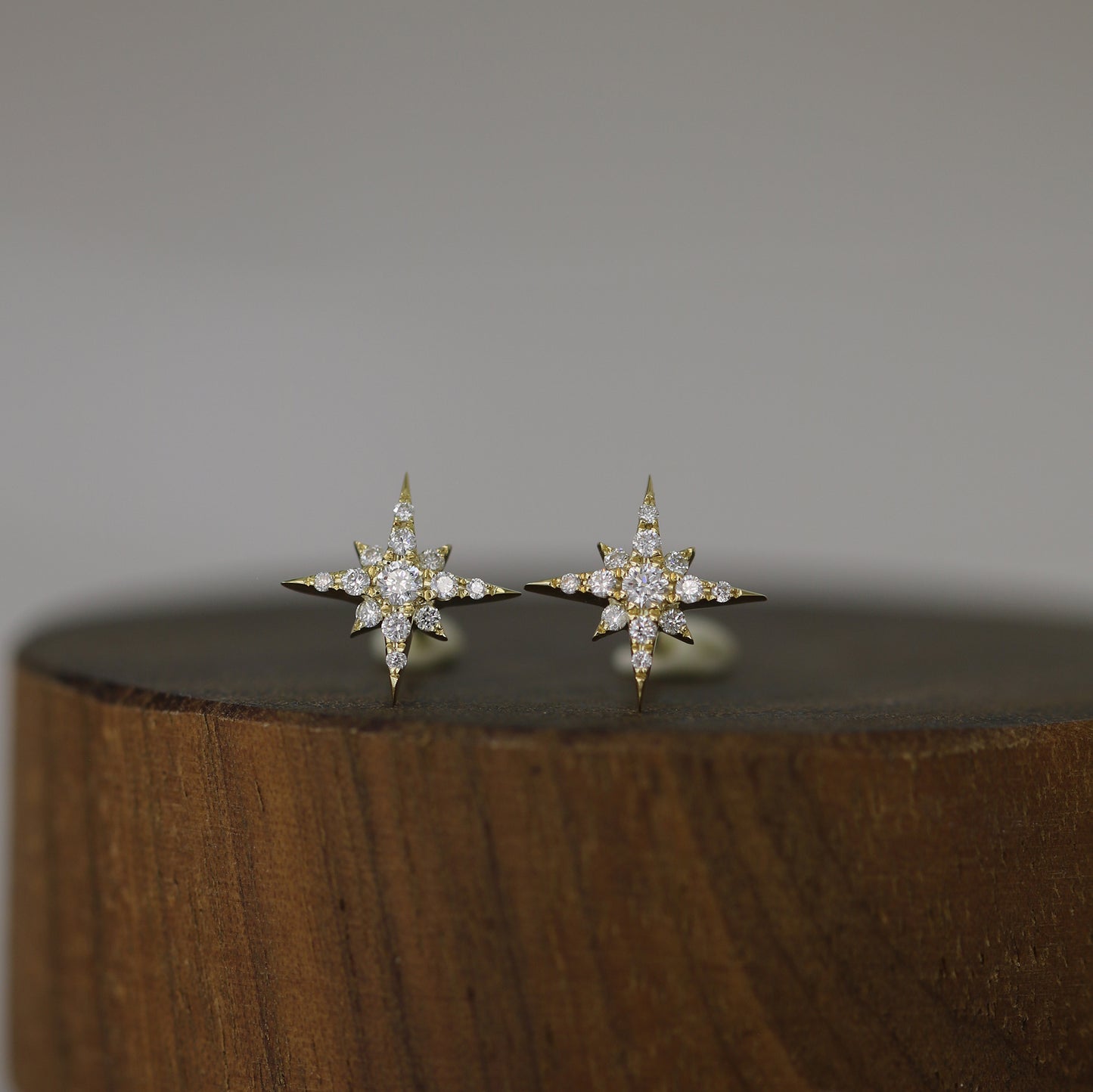 18k Gold Meteorites Diamond Earrings, Single or Pair