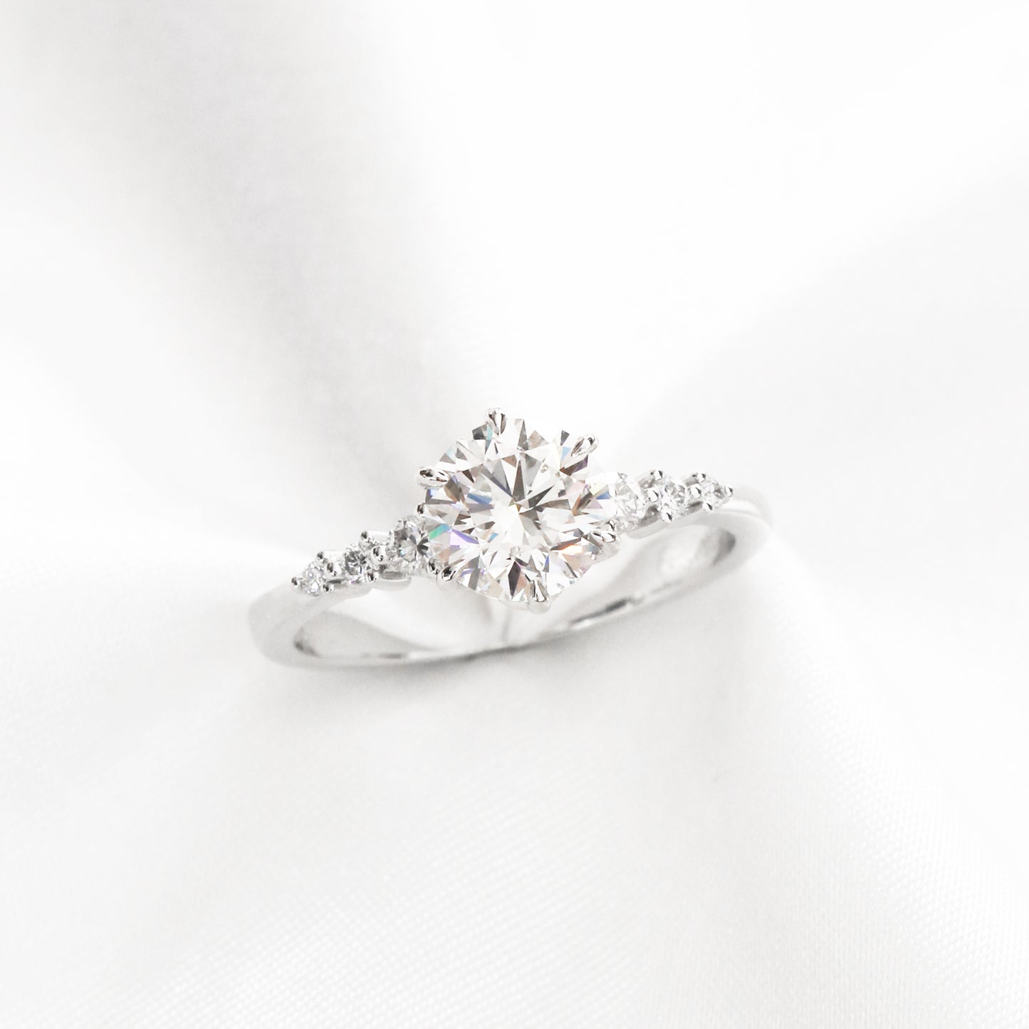 Borage Vintage 18k White Gold 6-Prong Round Brilliant Diamond Engagement Ring Setting 18k白金六爪復古求婚鑽石戒指款式