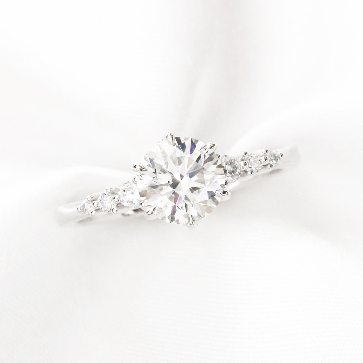 Borage Vintage 18k White Gold 6-Prong Round Brilliant Diamond Engagement Ring Setting 18k白金六爪復古求婚鑽石戒指款式