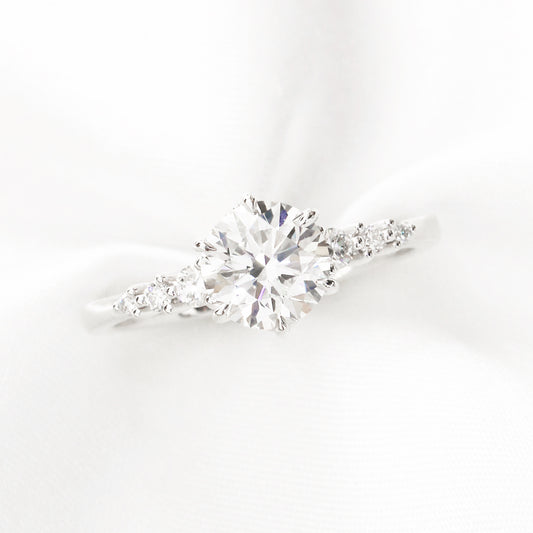 Borage Vintage 18k White Gold 6-Prong Round Brilliant Diamond Engagement Ring Setting 18k白金六爪復古求婚鑽石戒指款式