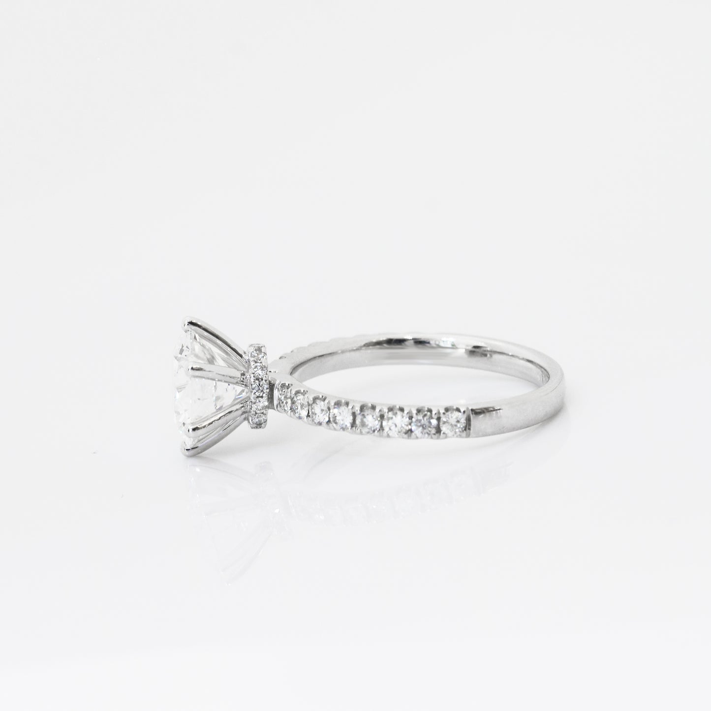 Eustoma Eternity 18k White Gold 6-Prong Hidden Halo Diamond Engagement Ring Setting 18k白金六爪永恆求婚鑽石戒指款式