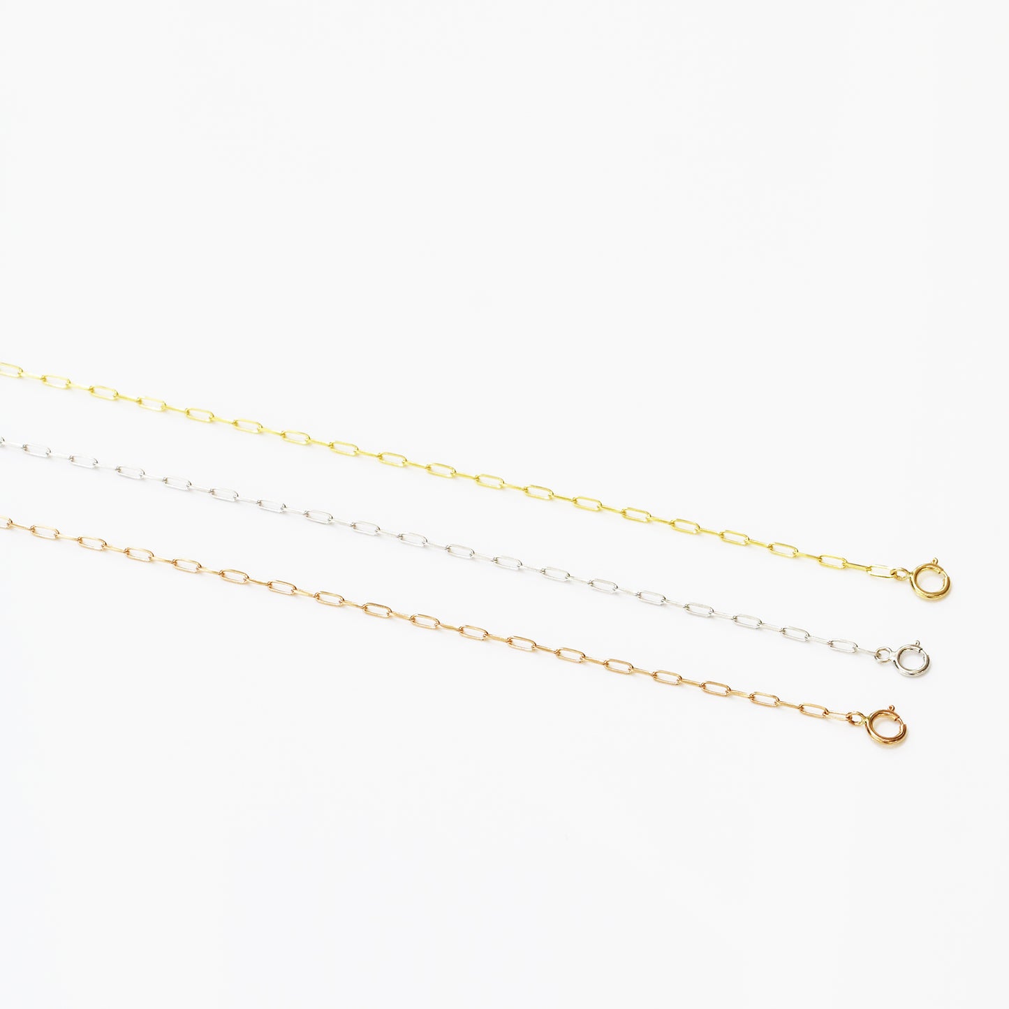 Mini Paper Clip Bracelet (White/Rose/Yellow Gold)