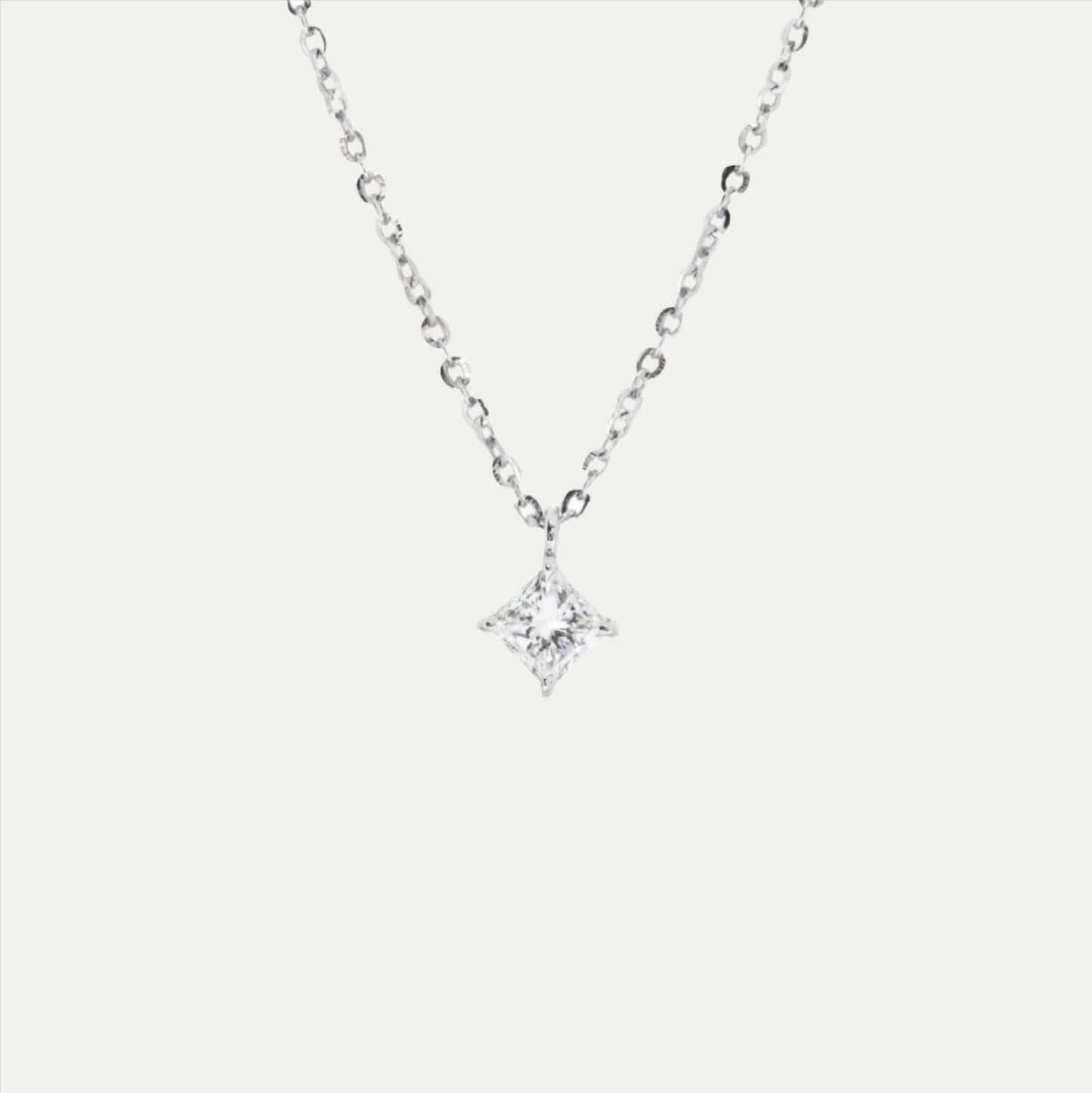 18k Gold 0.40ct Princess Cut Diamond Necklace