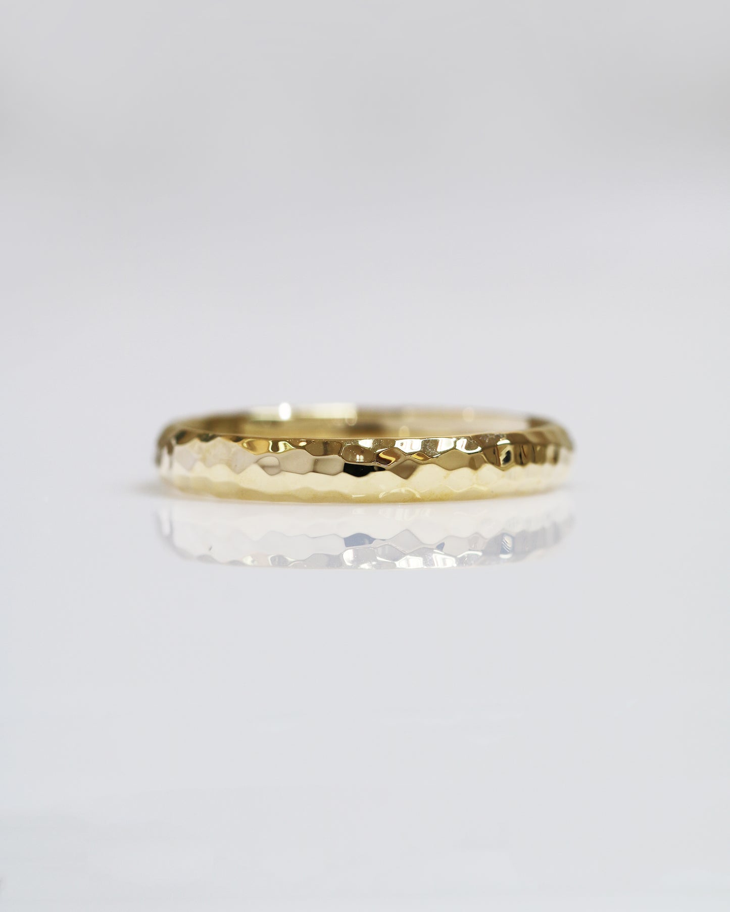 18K Yellow Gold Hammered Classic Wedding Bands 結婚對戒/情侶對戒 18K黃金匠人手作金工鎚紋戒指