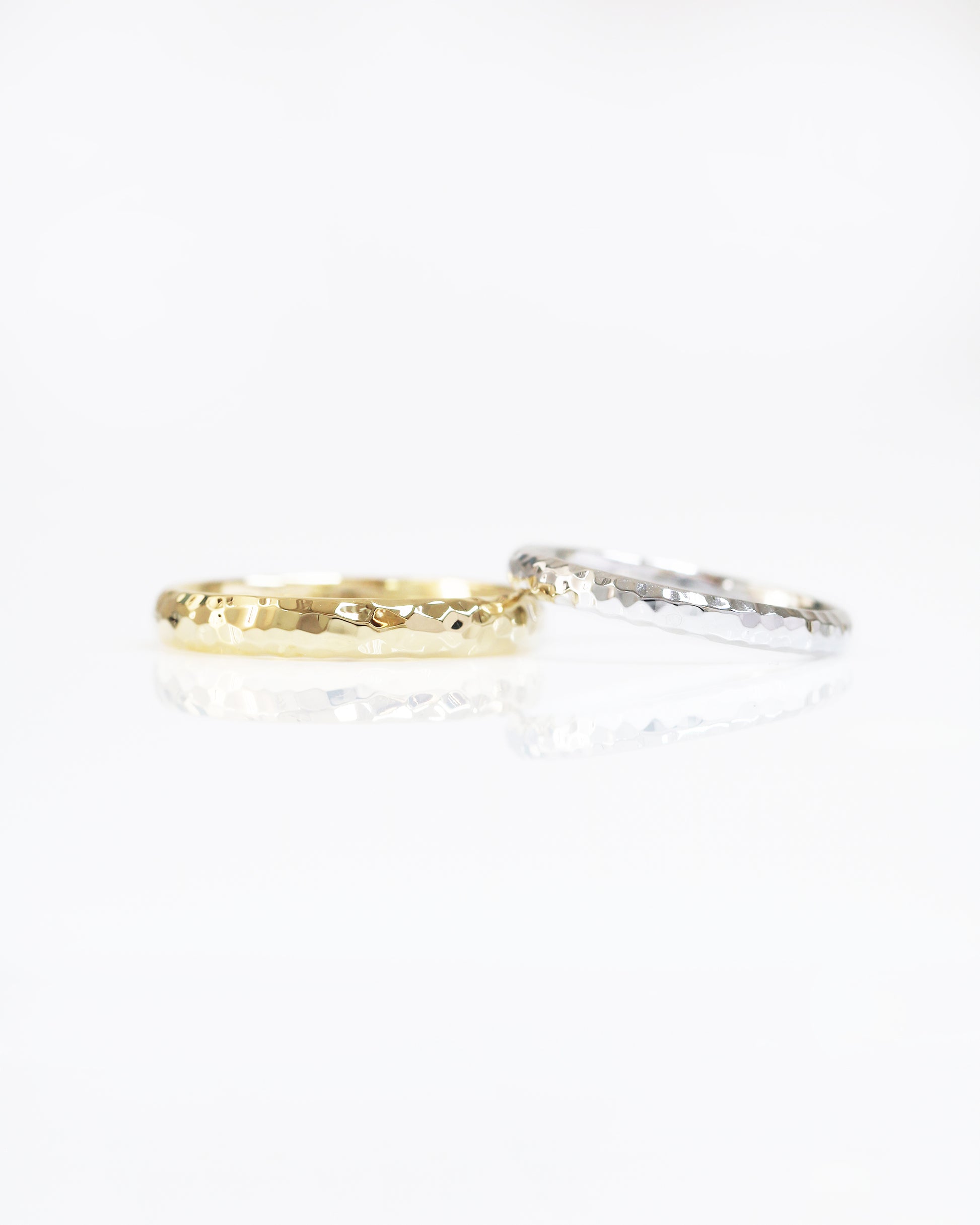 Hammered Classic Wedding Bands 結婚對戒/情侶對戒 18K黃金/白金匠人手作金工鎚紋戒指