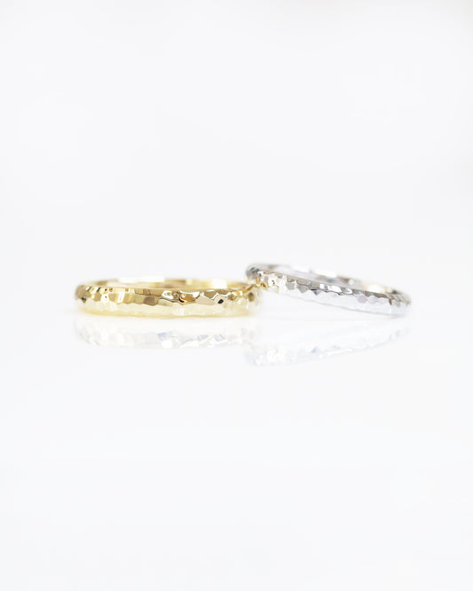 Hammered Classic Wedding Bands 結婚對戒/情侶對戒 18K黃金/白金匠人手作金工鎚紋戒指