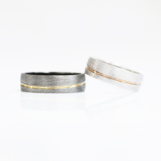 Black Gold with Yellow Gold White gold with Rose Gold Wedding Bands
結婚對戒/情侶對戒
18K黑金配金線設計戒指