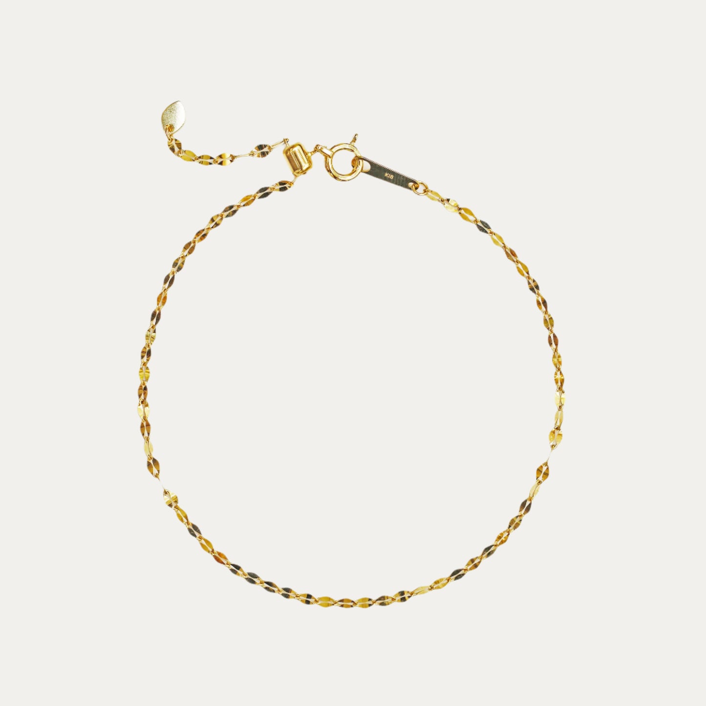18k Yellow Gold Lip Chain Adjustable Bracelet