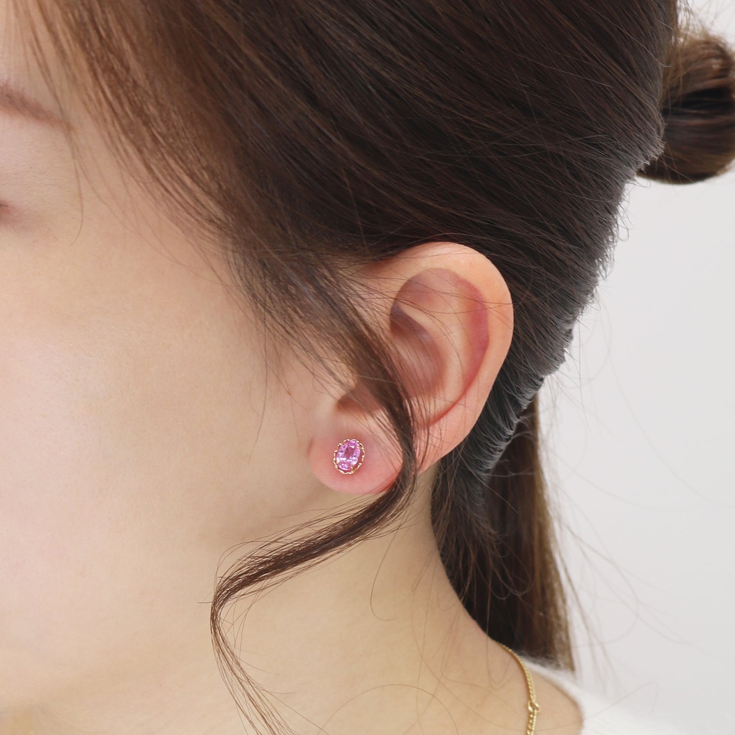 18k Rose Gold Pink Sapphire Earrings, Pair