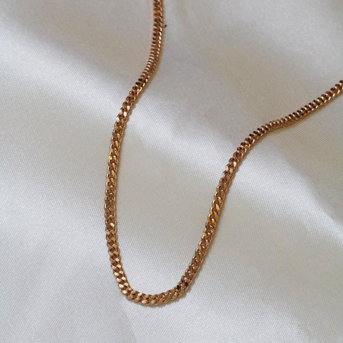 18k Rose Gold 2.2mm Cuban Chain Necklace 18k玫瑰金古巴頸鏈