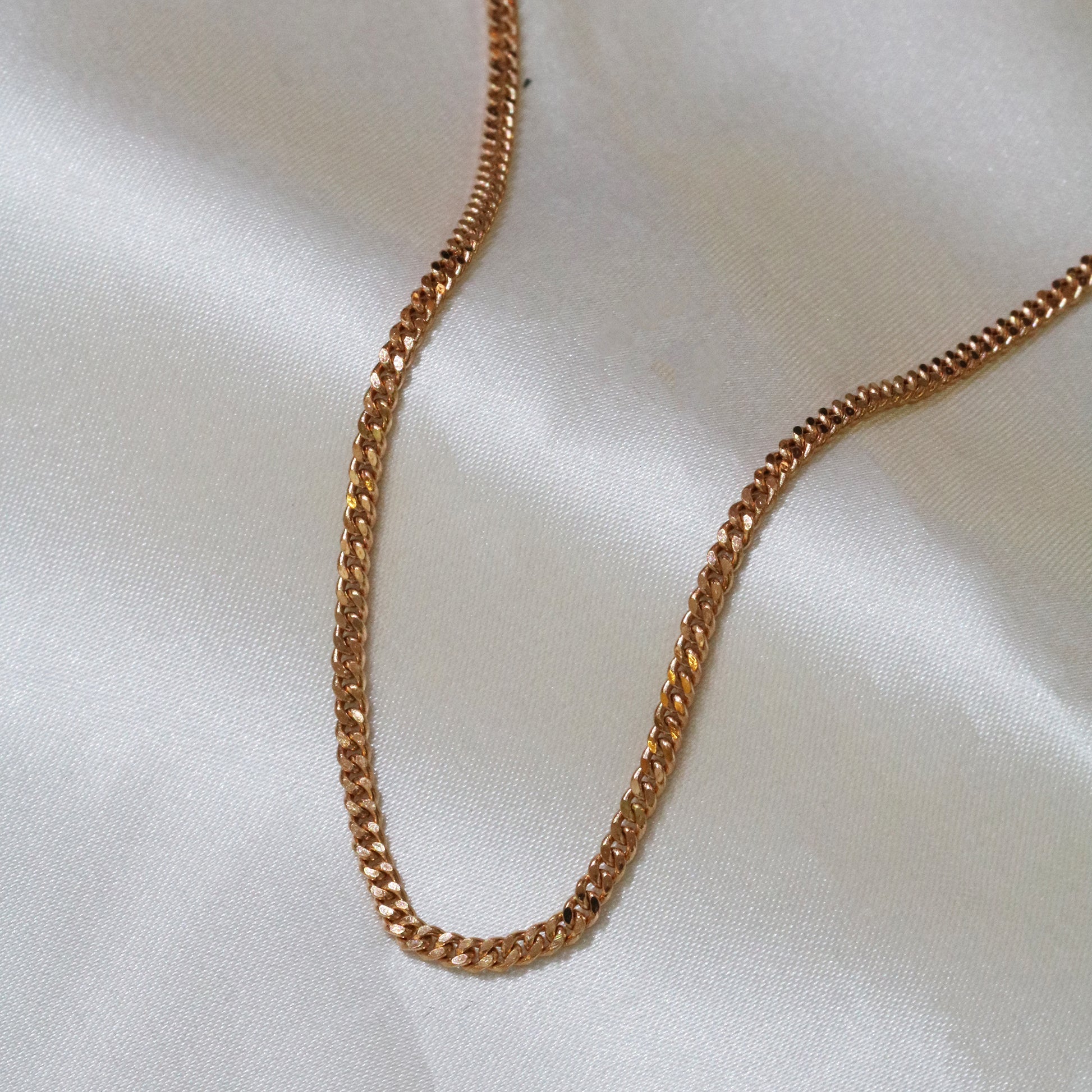 18k Rose Gold 2.2mm Cuban Chain Necklace 18k玫瑰金古巴頸鏈