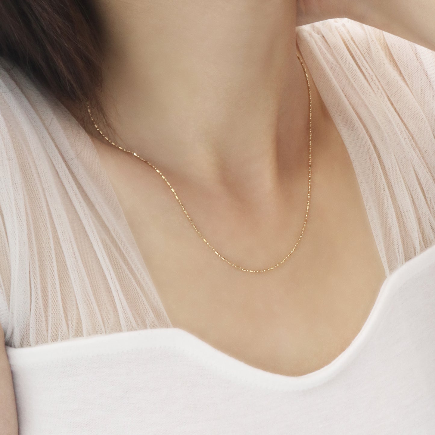 18k黃金迷你筒裝頸鏈 18k Yellow Gold Adjustable Necklace