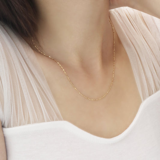 18k黃金迷你筒裝頸鏈 18k Yellow Gold Adjustable Necklace
