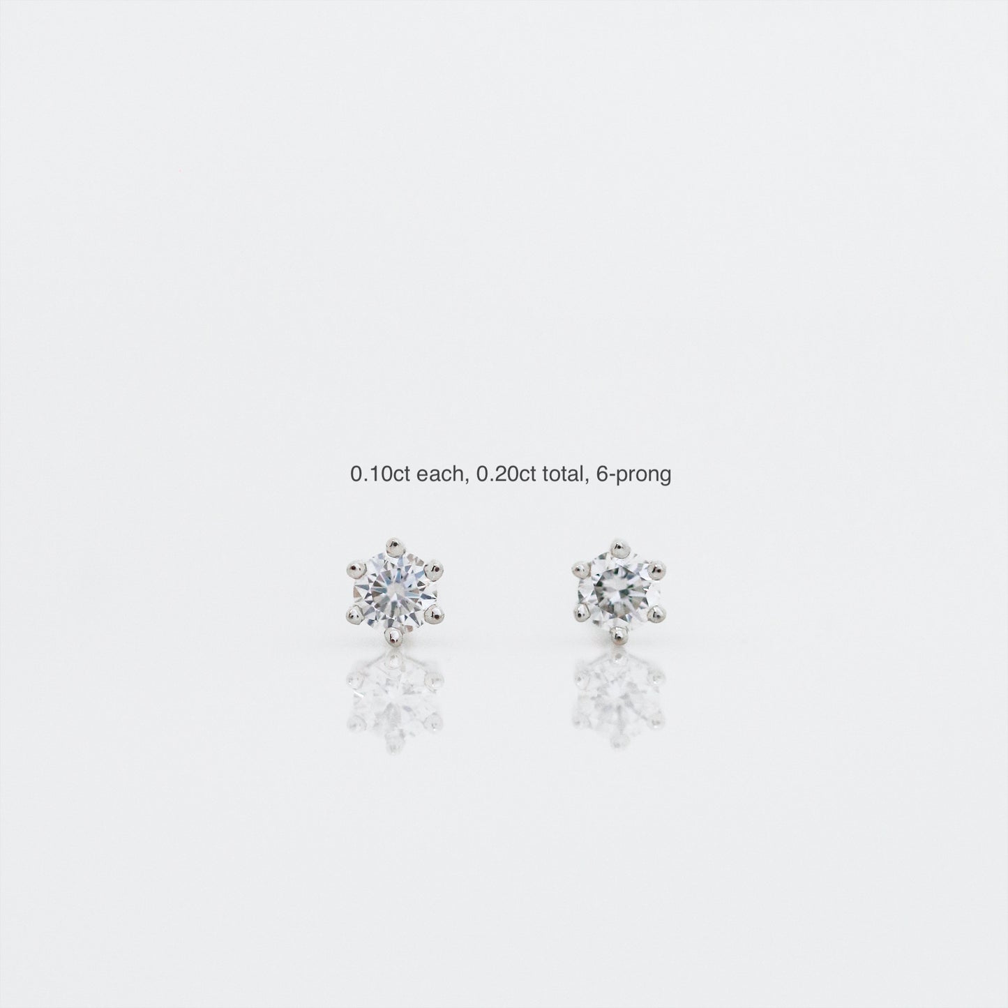 18k White Gold Classic 4-prong/6-prong Round Diamond Stud Earrings, Single or Pair