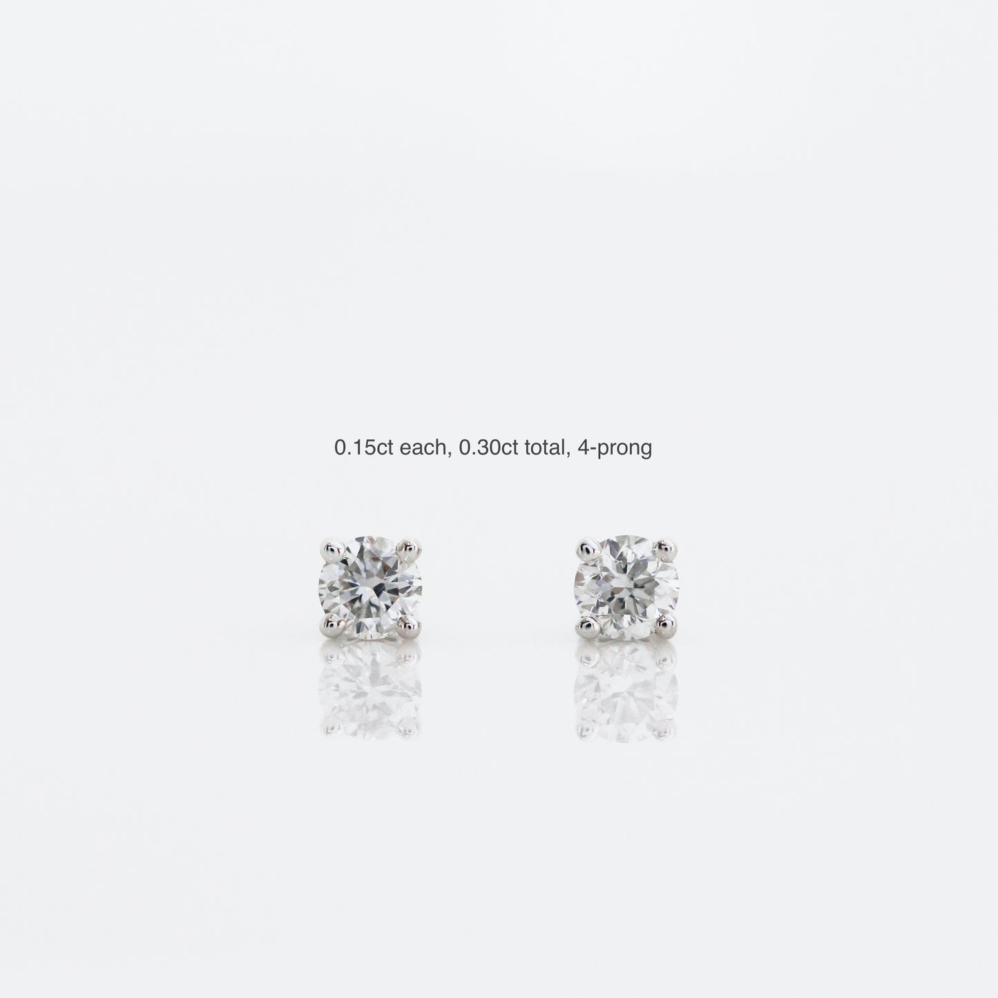 18k White Gold Classic 4-prong/6-prong Round Diamond Stud Earrings, Single or Pair