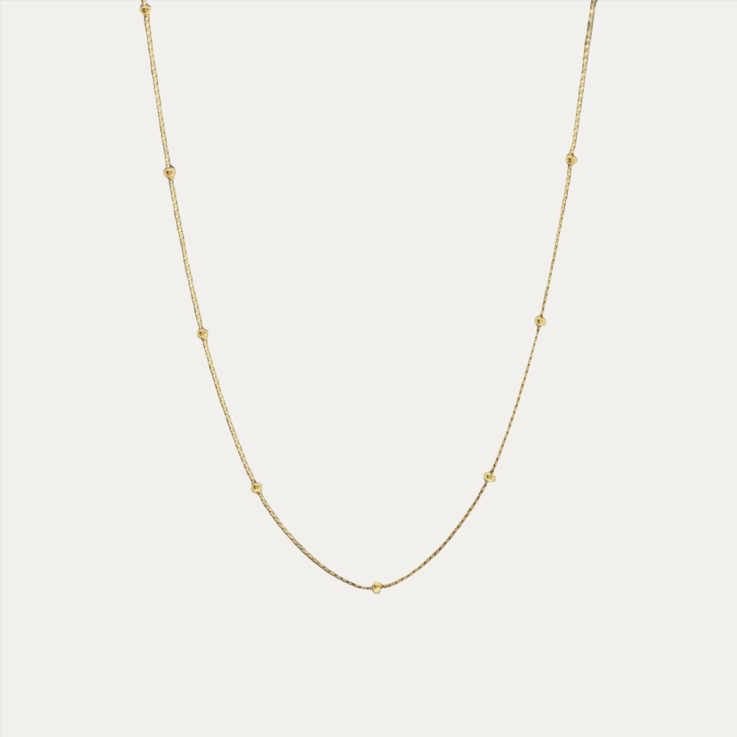 18k Yellow Gold Beaded Adjustable Necklace