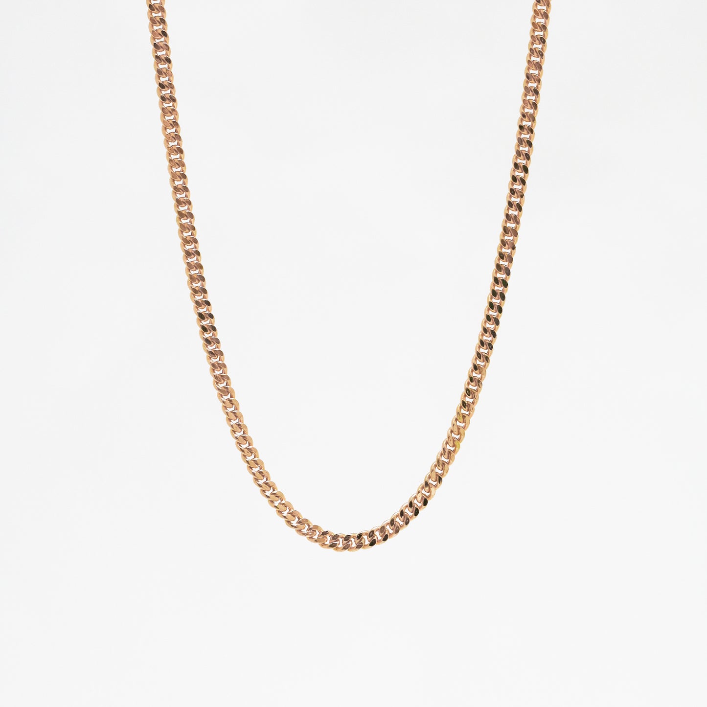 18k Rose Gold 2.2mm Cuban Chain Necklace 18k玫瑰金古巴頸鏈