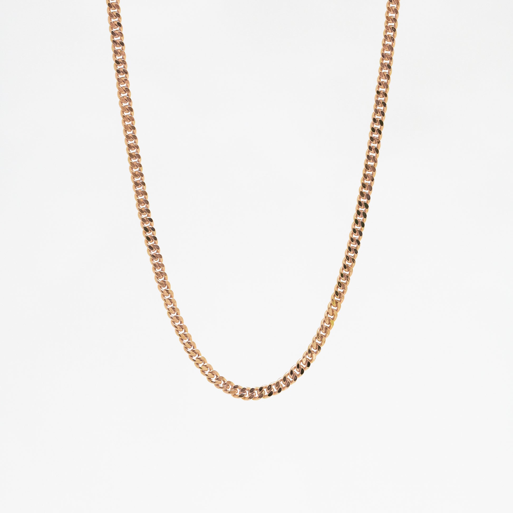 18k Rose Gold 2.2mm Cuban Chain Necklace 18k玫瑰金古巴頸鏈